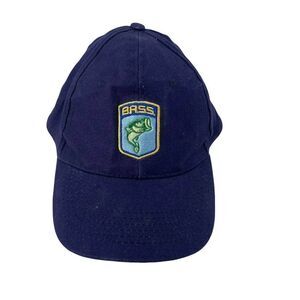 BASS Baseball Cap Dad Hat Fishing Angler Adult One Size Navy Blue Strap Back